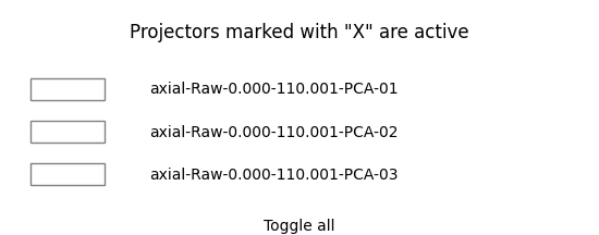 Projectors marked with "X" are active