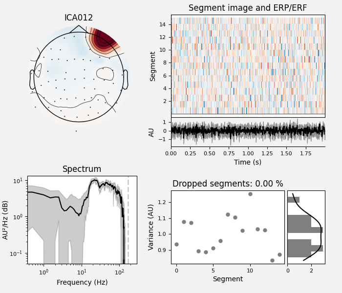 ICA012, Segment image and ERP/ERF, Spectrum, Dropped segments: 0.00 %