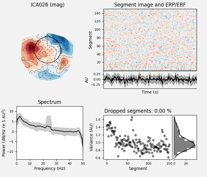 ICA026 (mag), Segment image and ERP/ERF, Spectrum, Dropped segments: 0.00 %