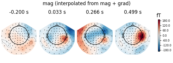 mag (interpolated from mag + grad), -0.200 s, 0.033 s, 0.266 s, 0.499 s, fT