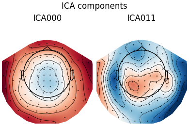 ICA components, ICA000, ICA011