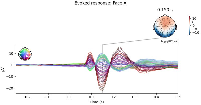 Evoked response: Face A, 0.150 s