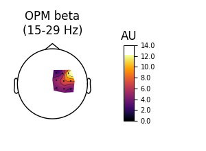 OPM beta (15-29 Hz), AU