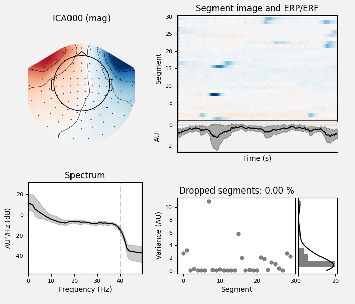 ICA000 (mag), Segment image and ERP/ERF, Spectrum, Dropped segments: 0.00 %