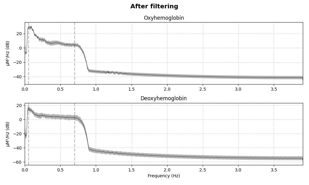 After filtering, Oxyhemoglobin, Deoxyhemoglobin