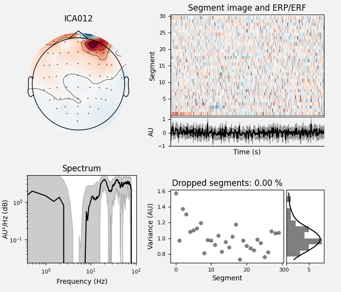 ICA012, Segment image and ERP/ERF, Spectrum, Dropped segments: 0.00 %