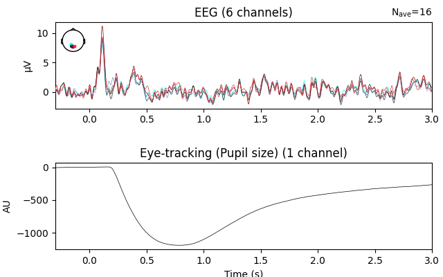 EEG (6 channels), Eye-tracking (Pupil size) (1 channel)