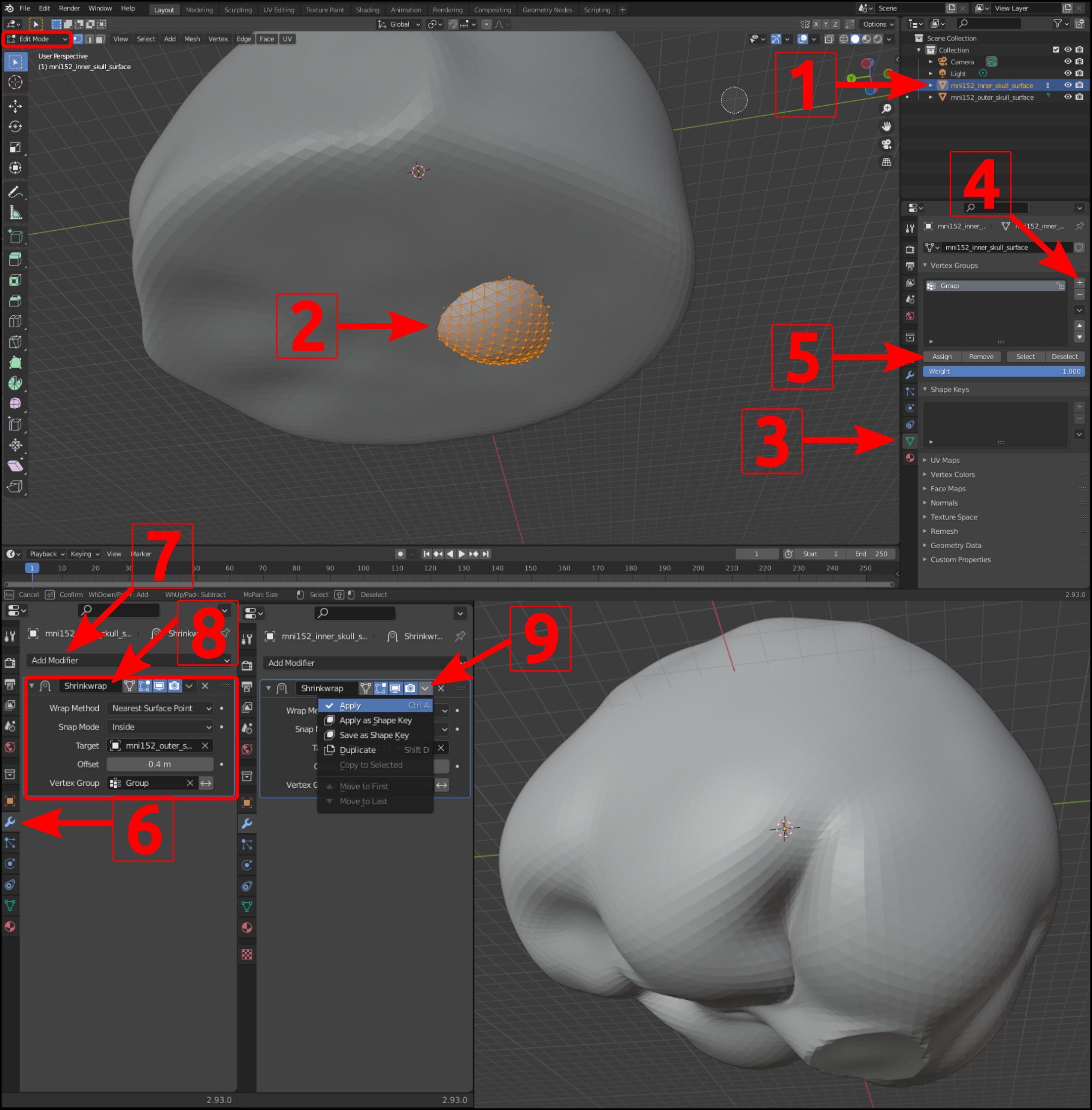 Shrinkwrap functionality in Blender