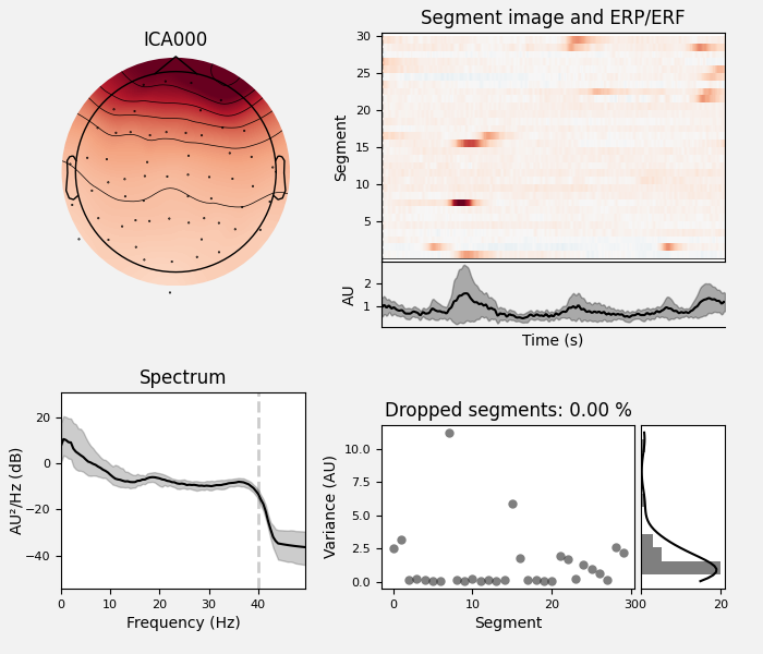 ICA000, Segment image and ERP/ERF, Spectrum, Dropped segments: 0.00 %