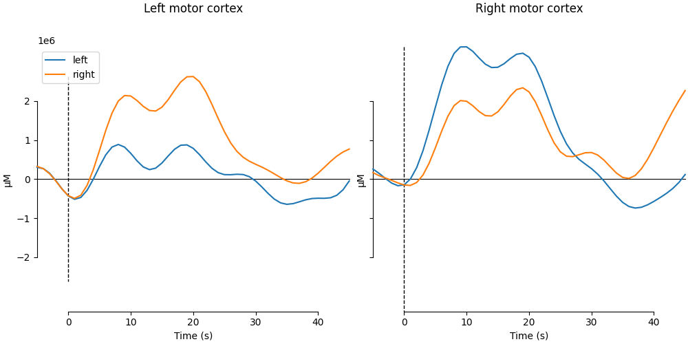 Left motor cortex , Right motor cortex
